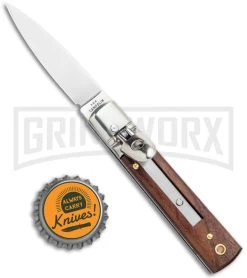 AGA 6" Mini Classic Lever Lock Cocobolo Wood Automatic Knife - Satin Plain -Professional Knife Discount Store AGA 6in Mini Classic LL Cocobolo Wood Auto Satin GX 36837 jr bottlecap large