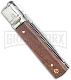AGA 6" Mini Classic Lever Lock Cocobolo Wood Automatic Knife - Satin Plain -Professional Knife Discount Store AGA 6in Mini Classic LL Cocobolo Wood Auto Satin GX 36837 jr side large