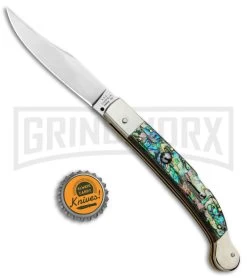 AGA Campolin Sahara Abalone Italian Stiletto Automatic Knife - Mirror Plain -Professional Knife Discount Store AGA Camplin 9in Sahara Italian Stiletto LB Auto Abalone Mirror BHQ 90702 jr bottlecap large