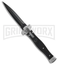 AGA Campolin Zero Black G-10 Leverlock Automatic Knife - Dagger Black Plain