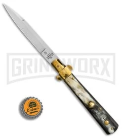 AGA Campolin 10" Brass/Dark Horn Italian Frosolone Automatic Knife - Bayonet 9 AGA Campolin 10" Brass/Dark Horn Italian Frosolone Automatic Knife - Bayonet -Professional Knife Discount Store AGA Campolin 10in Brass Dark Horn Italian Frosolone Bayonet BP 29647 er bottlecap large