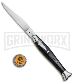 AGA Campolin 10" Brazil Horn Fishtail Picklock Automatic Knife - Polish Plain -Professional Knife Discount Store AGA Campolin 10in Fishtail Picklock Italian BP 20096 jr bottlecap large