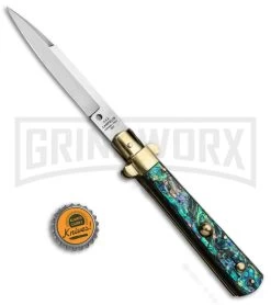 AGA Campolin 10" Abalone Frosolone Stiletto Automatic Knife - Bayonet -Professional Knife Discount Store AGA Campolin 10in Frosolone Bayo Stiletto Abalone Polish BHQ 71498 jr bottlecap large