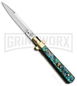 AGA Campolin 10" Abalone Frosolone Stiletto Automatic Knife - Bayonet