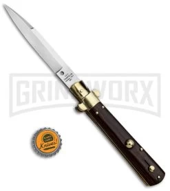 AGA Campolin 10" Cocobolo/Brass Frosolone Stiletto Automatic Knife - Bayonet 11 AGA Campolin 10" Cocobolo/Brass Frosolone Stiletto Automatic Knife - Bayonet -Professional Knife Discount Store AGA Campolin 10in Frosolone Bayo Stiletto Cocobolo Brass Polish BP 28945 jr bottlecap large
