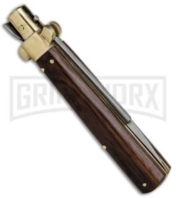 AGA Campolin 10" Cocobolo/Brass Frosolone Stiletto Automatic Knife - Bayonet 9 AGA Campolin 10" Cocobolo/Brass Frosolone Stiletto Automatic Knife - Bayonet -Professional Knife Discount Store AGA Campolin 10in Frosolone Bayo Stiletto Cocobolo Brass Polish BP 28945 jr side large