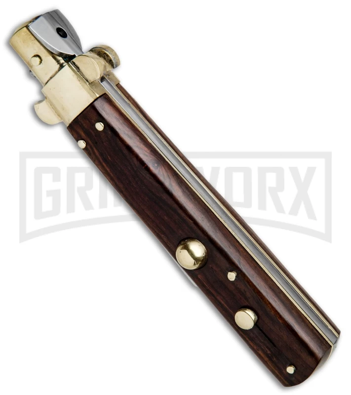 AGA Campolin 10" Cocobolo/Brass Frosolone Stiletto Automatic Knife - Bayonet 4 AGA Campolin 10" Cocobolo/Brass Frosolone Stiletto Automatic Knife - Bayonet - Image 2