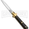 AGA Campolin 10" Italian Frosolone Picklock Brass/Ebony Automatic Knife - Bayo -Professional Knife Discount Store AGA Campolin 10in Italian Frosolone Picklock Brass Ebony AutoKnife Bayo GX 32102 jr large