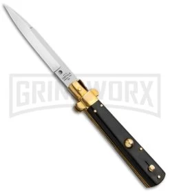 AGA Campolin 10" Italian Frosolone Picklock Brass/Ebony Automatic Knife - Bayo