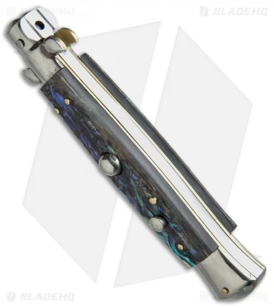 AGA Campolin 10" Italian Stiletto Automatic Abalone (4.5" Satin Kriss) 4 AGA Campolin 10" Italian Stiletto Automatic Abalone (4.5" Satin Kriss) - Image 2