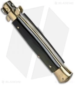 AGA Campolin 10" Italian Stiletto Automatic Brass/Brazilian (4.5" Satin Kris) 7 AGA Campolin 10" Italian Stiletto Automatic Brass/Brazilian (4.5" Satin Kris) -Professional Knife Discount Store AGA Campolin 10in Stiletto Brazilian Horn Kriss BP 19126 jr side