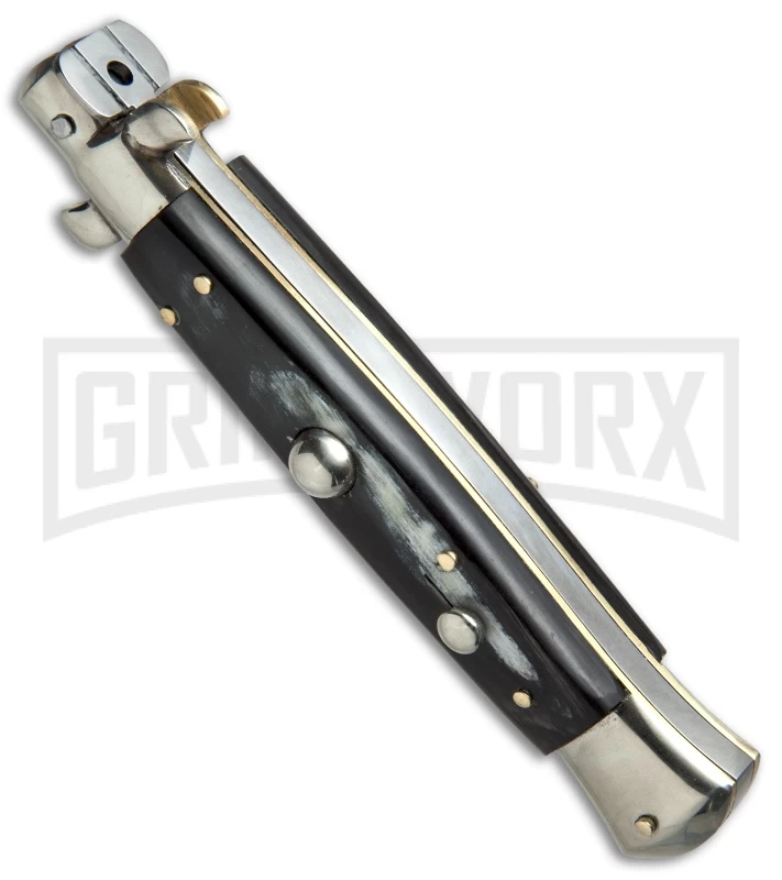 AGA Campolin 10" Brazilian Horn Picklock Stiletto Automatic Knife - Satin Kris 4 AGA Campolin 10" Brazilian Horn Picklock Stiletto Automatic Knife - Satin Kris - Image 2