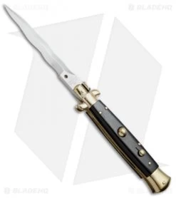 AGA Campolin 10" Italian Stiletto Picklock Automatic Brass/Ebony (4.5" Kriss)
