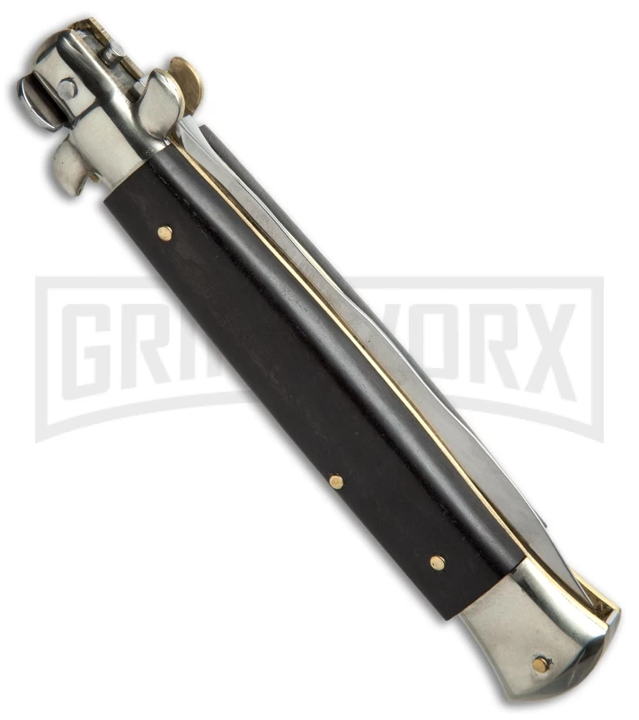 AGA Campolin 10" Ebony Picklock Stiletto Automatic Knife - Satin Kris 5 AGA Campolin 10" Ebony Picklock Stiletto Automatic Knife - Satin Kris - Image 3