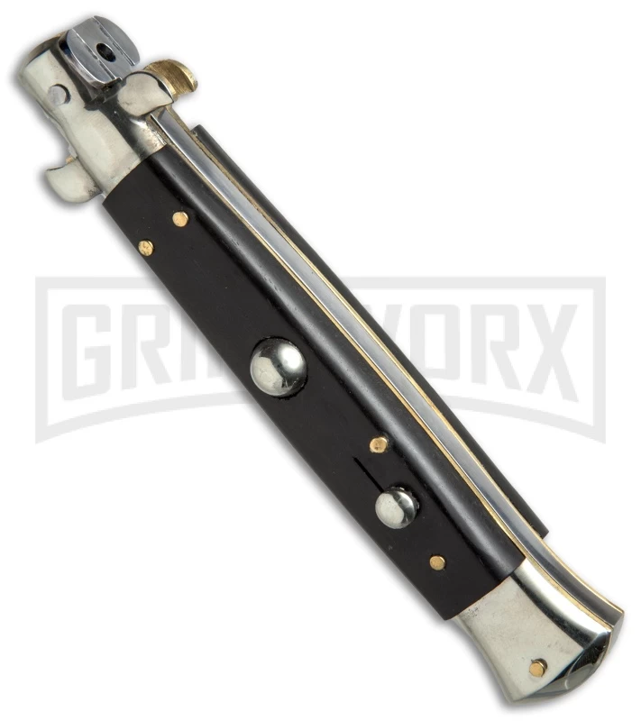 AGA Campolin 10" Ebony Picklock Stiletto Automatic Knife - Satin Kris 4 AGA Campolin 10" Ebony Picklock Stiletto Automatic Knife - Satin Kris - Image 2