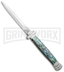 AGA Campolin 11" Maltese Cross Abalone Automatic Knife - Dagger Satin Plain