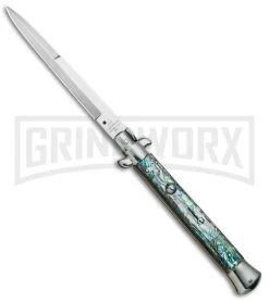 AGA Campolin 11" 2017 Italian Picklock Abalone Automatic Knife - Bayonet
