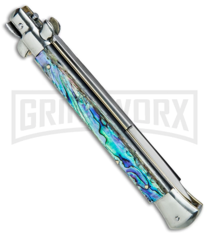 AGA Campolin 11" 2017 Italian Picklock Abalone Automatic Knife - Bayonet 5 AGA Campolin 11" 2017 Italian Picklock Abalone Automatic Knife - Bayonet - Image 3