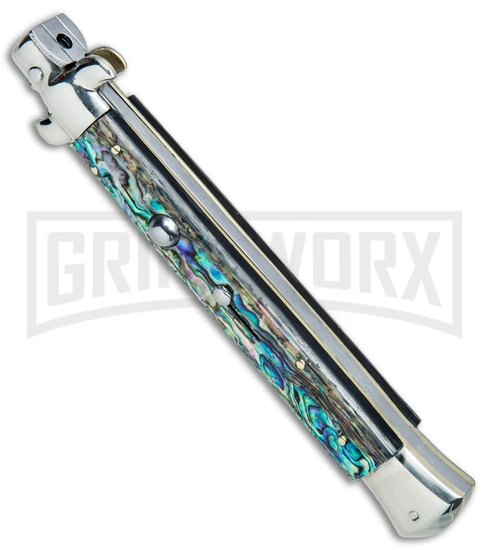 AGA Campolin 11" 2017 Italian Picklock Abalone Automatic Knife - Bayonet 4 AGA Campolin 11" 2017 Italian Picklock Abalone Automatic Knife - Bayonet - Image 2