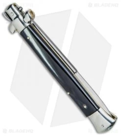 AGA Campolin 11" Picklock Automatic Italian Stiletto Dark Horn (5" Satin) 2017 -Professional Knife Discount Store AGA Campolin 11in Picklock Italian Stiletto Dark Horn Satin BHQ 78227 jr side