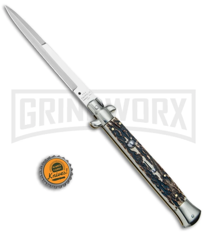 AGA Campolin 11" 2017 Italian Picklock Stag Automatic Knife - Bayonet 6 AGA Campolin 11" 2017 Italian Picklock Stag Automatic Knife - Bayonet - Image 4