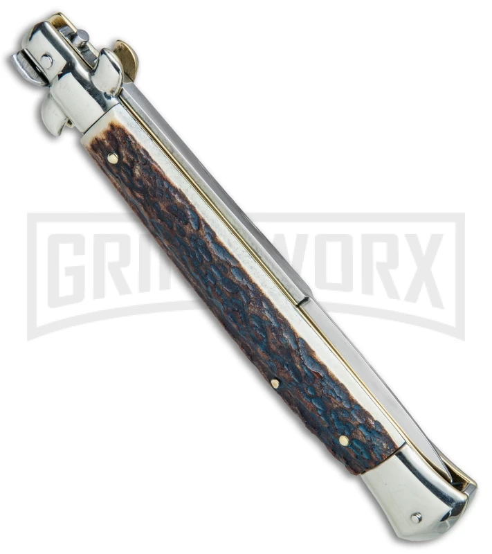 AGA Campolin 11" 2017 Italian Picklock Stag Automatic Knife - Bayonet 5 AGA Campolin 11" 2017 Italian Picklock Stag Automatic Knife - Bayonet - Image 3