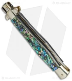 AGA Campolin 11" Picklock Automatic Italian Stiletto Abalone (5"Satin) -Professional Knife Discount Store AGA Campolin 11in picklock Stilletto Abalone BHQ 67465 jr side