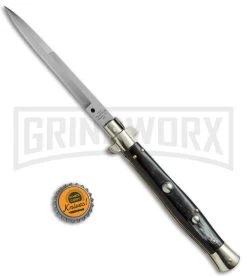 AGA Campolin 11" Italian Picklock Dark Horn Automatic Knife - Bayonet 2016 -Professional Knife Discount Store AGA Campolin 11in picklock Stilletto Dark Horn BHQ 67472 jr bottlecap large