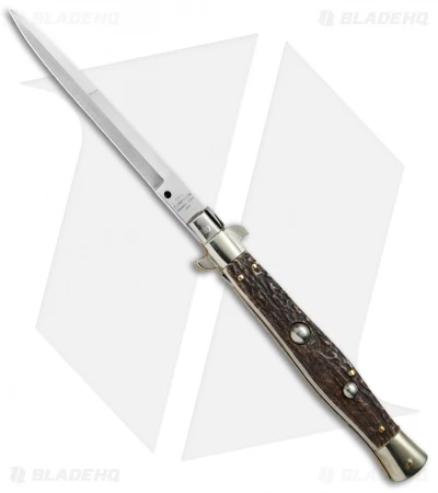 AGA Campolin 11" Picklock Automatic Italian Stiletto Stag Horn (5"Satin) 2018 3 AGA Campolin 11" Picklock Automatic Italian Stiletto Stag Horn (5"Satin) 2018