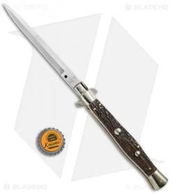 AGA Campolin 11" Picklock Automatic Italian Stiletto Stag Horn (5"Satin) 2018 11 AGA Campolin 11" Picklock Automatic Italian Stiletto Stag Horn (5"Satin) 2018 -Professional Knife Discount Store AGA Campolin 11in picklock Stilletto Stag Horn BHQ 67468 jr bottlecap 2