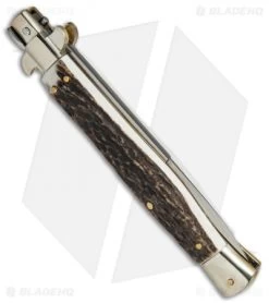 AGA Campolin 11" Picklock Automatic Italian Stiletto Stag Horn (5"Satin) 2018 9 AGA Campolin 11" Picklock Automatic Italian Stiletto Stag Horn (5"Satin) 2018 -Professional Knife Discount Store AGA Campolin 11in picklock Stilletto Stag Horn BHQ 67468 jr side
