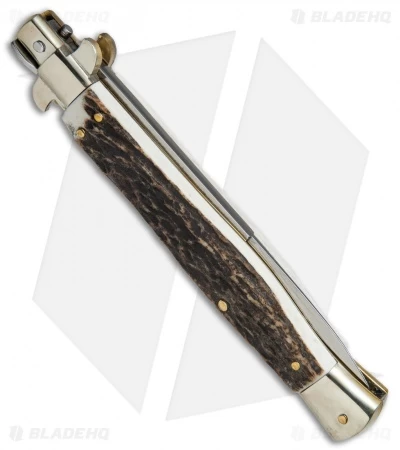 AGA Campolin 11" Picklock Automatic Italian Stiletto Stag Horn (5"Satin) 2018 5 AGA Campolin 11" Picklock Automatic Italian Stiletto Stag Horn (5"Satin) 2018 - Image 3