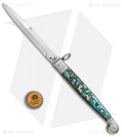 AGA Campolin 9" Sicilian Ring Pull Automatic Knife Abalone (5.5" Satin Bayo) -Professional Knife Discount Store AGA Campolin 12in Sicilian Lever Lock Ring Pull Abalone Bayonet BP 27798 jr bottlecap