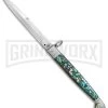 A.G.A. Campolin 9" Abalone Sicilian Ring Pull Automatic Knife - Bayonet 2 A.G.A. Campolin 9" Abalone Sicilian Ring Pull Automatic Knife - Bayonet -Professional Knife Discount Store AGA Campolin 12in Sicilian Lever Lock Ring Pull Abalone Bayonet BP 27798 jr large