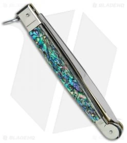 AGA Campolin 9" Sicilian Ring Pull Automatic Knife Abalone (5.5" Satin Bayo) -Professional Knife Discount Store AGA Campolin 12in Sicilian Lever Lock Ring Pull Abalone Bayonet BP 27798 jr side