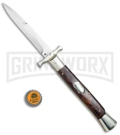 AGA Campolin 13" Stiletto Bat Swinguard Cocobolo Automatic Knife - Bayo -Professional Knife Discount Store AGA Campolin 13in Bat Swinguard Auto Cocobolo Satin Bayo BHQ 77552 jr bottlecap large