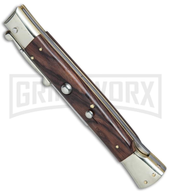 AGA Campolin 13" Stiletto Swinguard Cocobolo Wood Automatic Knife - Bayonet 4 AGA Campolin 13" Stiletto Swinguard Cocobolo Wood Automatic Knife - Bayonet - Image 2