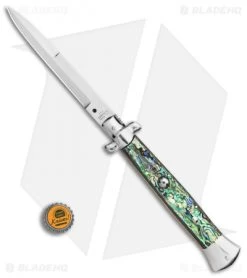 AGA Campolin 15" Automatic Italian Stiletto Abalone (6.6" Satin) -Professional Knife Discount Store AGA Campolin 15in Auto Italian Stiletto Abalone 7in satin BHQ 87415 er bottlecap