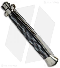 AGA Campolin 18" Italian Stiletto Automatic Knife Sim Horn (8" Satin Bayonet) -Professional Knife Discount Store AGA Campolin 18in Stiletto Bayo Sim Horn BP 19241 jr side