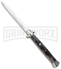 A.G.A. Campolin 18" Dark Horn Italian Stiletto Auto Knife - Bayonet