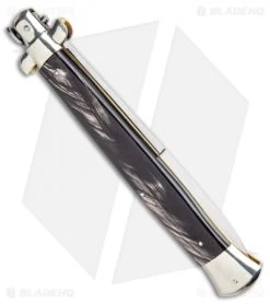 AGA Campolin 18" Italian Stiletto Knife Dark Horn (8" Satin Bayonet) 8 AGA Campolin 18" Italian Stiletto Knife Dark Horn (8" Satin Bayonet) -Professional Knife Discount Store AGA Campolin 18in Stiletto Dark Horn Satin Bayo BHQ 104096 jr side