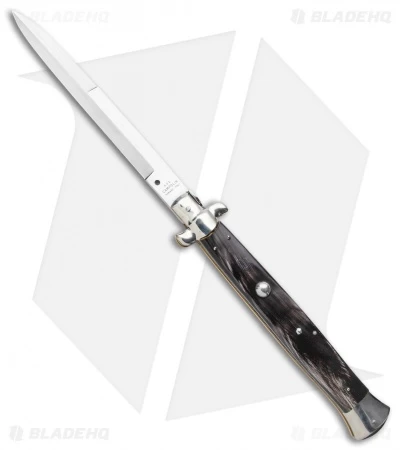 AGA Campolin 18" Italian Stiletto Knife Dark Horn (8" Satin Bayonet) 3 AGA Campolin 18" Italian Stiletto Knife Dark Horn (8" Satin Bayonet)