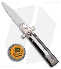 AGA Campolin 6" Dominus Leverlock Automatic Knife Horn (2.5" Satin) -Professional Knife Discount Store AGA Campolin 6in Dominus LL Auto Horn Satin BHQ 178781 jr bottlecap