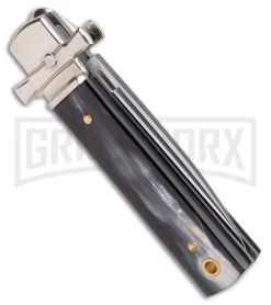 A.G.A. Campolin 6" Dominus Horn Leverlock Automatic Knife - Satin -Professional Knife Discount Store AGA Campolin 6in Dominus LL Auto Horn Satin BHQ 178781 jr side large