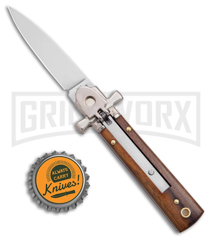 AGA Campolin 6" Dominus Wood Leverlock Automatic Knife - Satin Plain 6 AGA Campolin 6" Dominus Wood Leverlock Automatic Knife - Satin Plain - Image 4