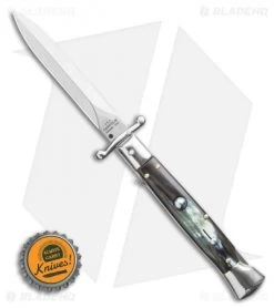 AGA Campolin 9" Swinguard Automatic Knife Brazilian Horn (5.75" Satin Dagger) 9 AGA Campolin 9" Swinguard Automatic Knife Brazilian Horn (5.75" Satin Dagger) -Professional Knife Discount Store AGA Campolin 9 Swinguard Automatic Knife Brazilian Horn 5.75 Satin Dagger BHQ 121424 LS Bottlecap