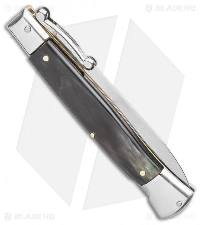 AGA Campolin 9" Swinguard Automatic Knife Brazilian Horn (5.75" Satin Dagger) 5 AGA Campolin 9" Swinguard Automatic Knife Brazilian Horn (5.75" Satin Dagger) - Image 3