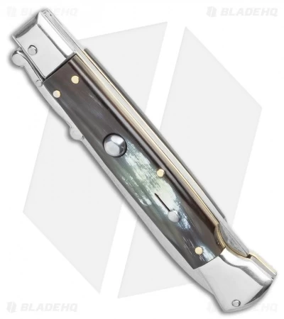 AGA Campolin 9" Swinguard Automatic Knife Brazilian Horn (5.75" Satin Dagger) 4 AGA Campolin 9" Swinguard Automatic Knife Brazilian Horn (5.75" Satin Dagger) - Image 2