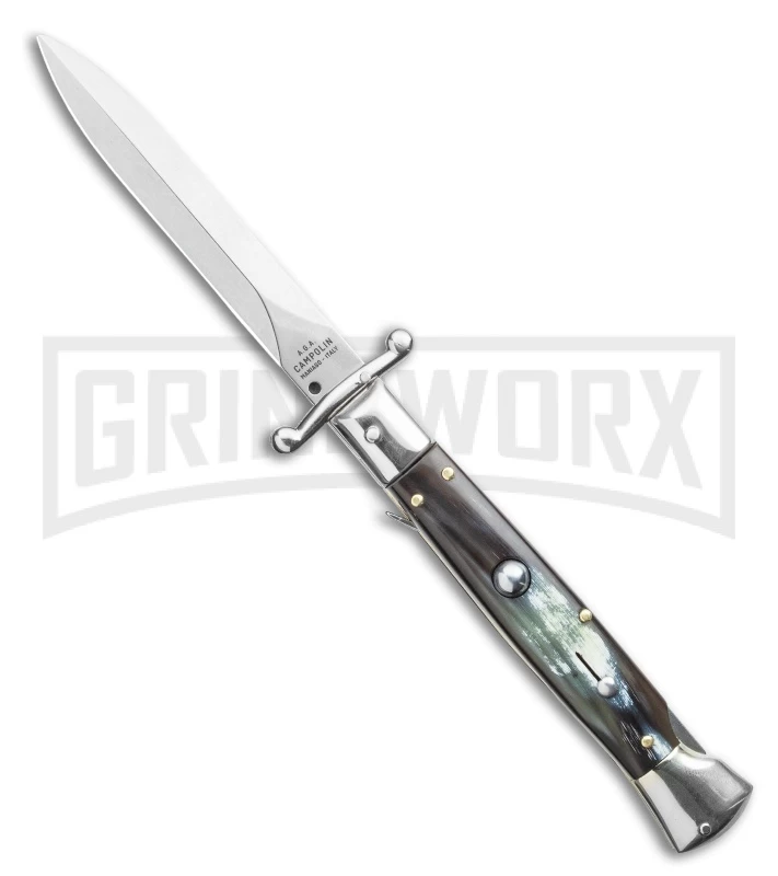 AGA Campolin 9" Stiletto Swinguard Brazilian Horn Automatic Knife - Dagger 3 AGA Campolin 9" Stiletto Swinguard Brazilian Horn Automatic Knife - Dagger