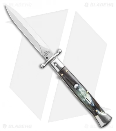 AGA Campolin 9" Swinguard Automatic Knife Brazilian Horn (5.75" Satin Dagger) 3 AGA Campolin 9" Swinguard Automatic Knife Brazilian Horn (5.75" Satin Dagger)